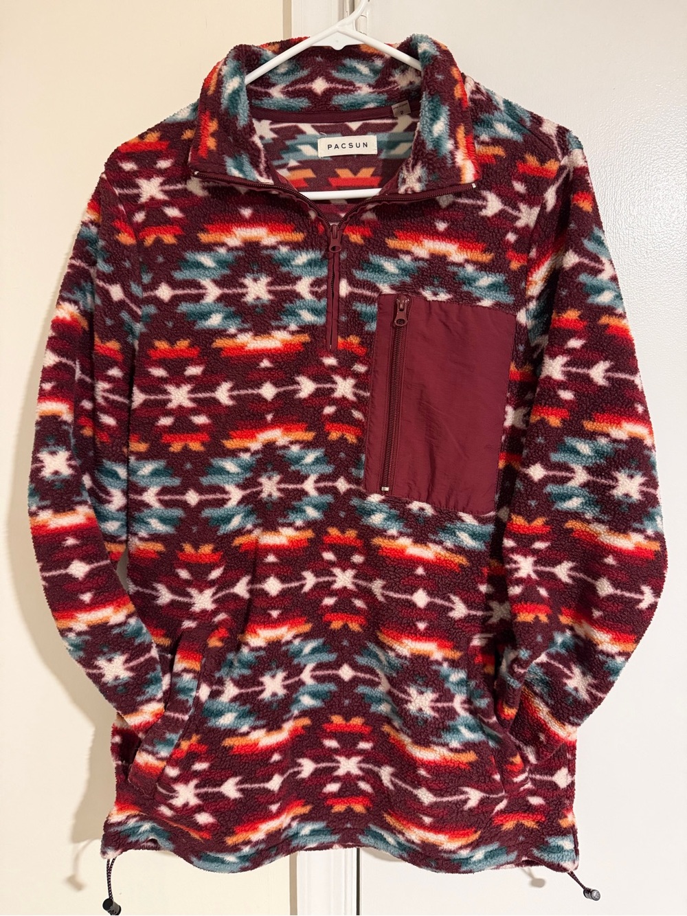 PacSun Women’s Aztec Sherpa Quarter-Zip Pullover Size S